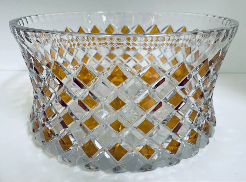 Böhmisk Art Deco frugtskål af krystal (25cm)