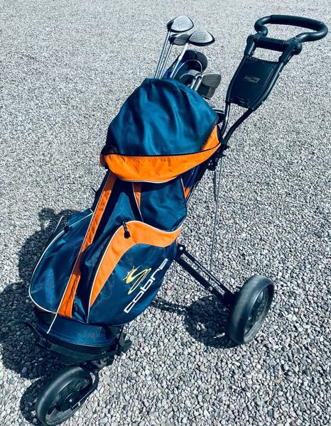 Cobra golfbag m. Big Boy trolley samt Ping m.fl. jern og køller (se beskrivelse)