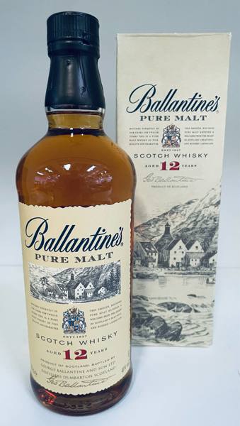 Ballentines Pure Malt 12-års Scotch Whisky m. tilhørende æske