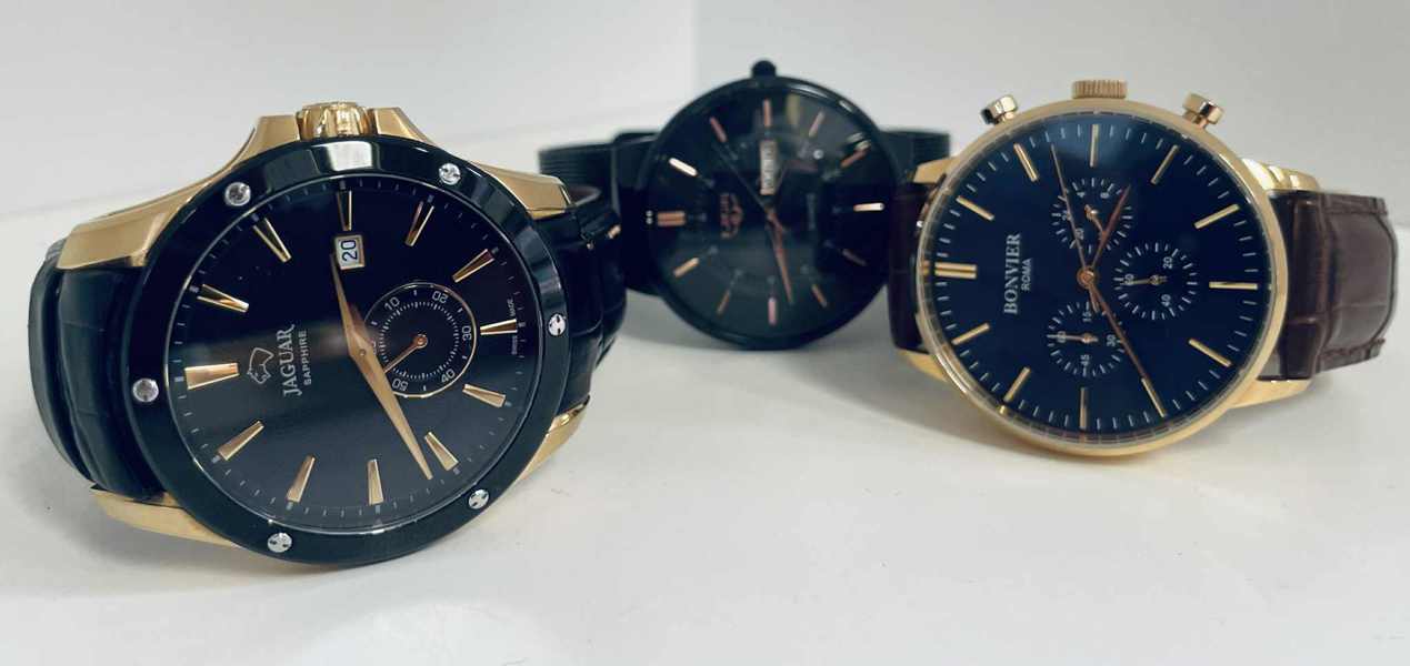 Samling af ure (3 enheder) - Jaguar Acamar (J881/1), Bonvier Roma (9345G) chronograph samt Lige 9949 Black Plating (B 1021/24, 24, 302/25)