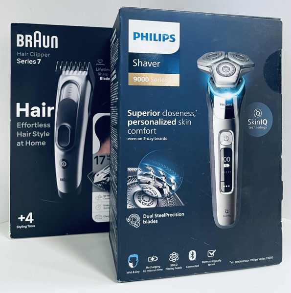 Philips SERIES 9000 barbermaskine (S9974/35) samt Braun Series 7 hårtrimmer (HC7390) - (H 3700)