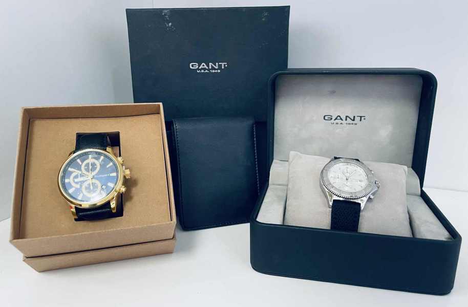 Gant SC-5/CHR chronograph, Gant kortholder (læder) samt Studsgaard Classic chronograph (blue/gold) - (Å)