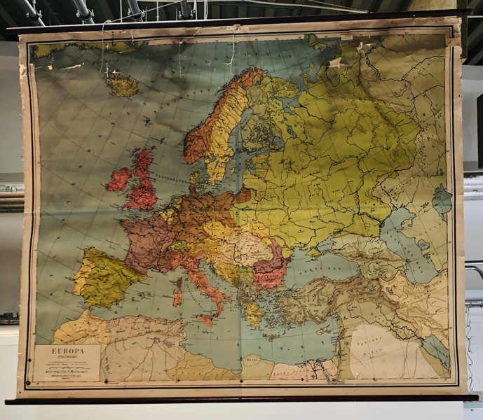Europakort dateret 1920, fremstillet ved Brinkmann Forlag