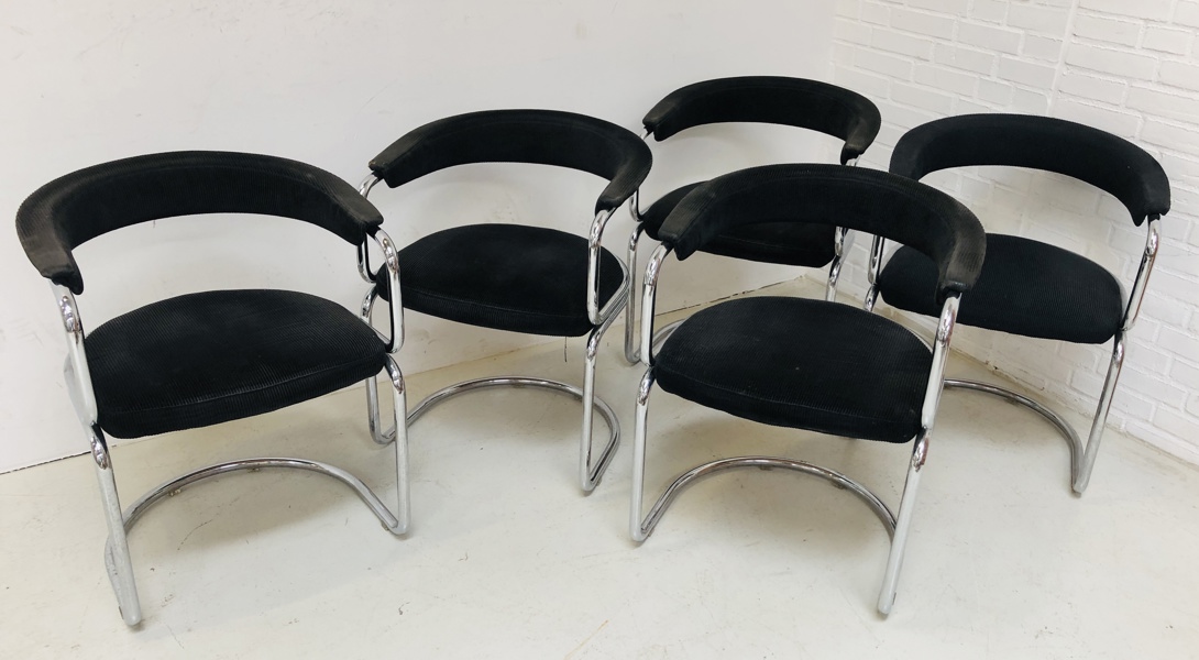 5 Mid-century Bauhaus/Funkis armstole udført i rørstel m. polstreret sæde samt ryg