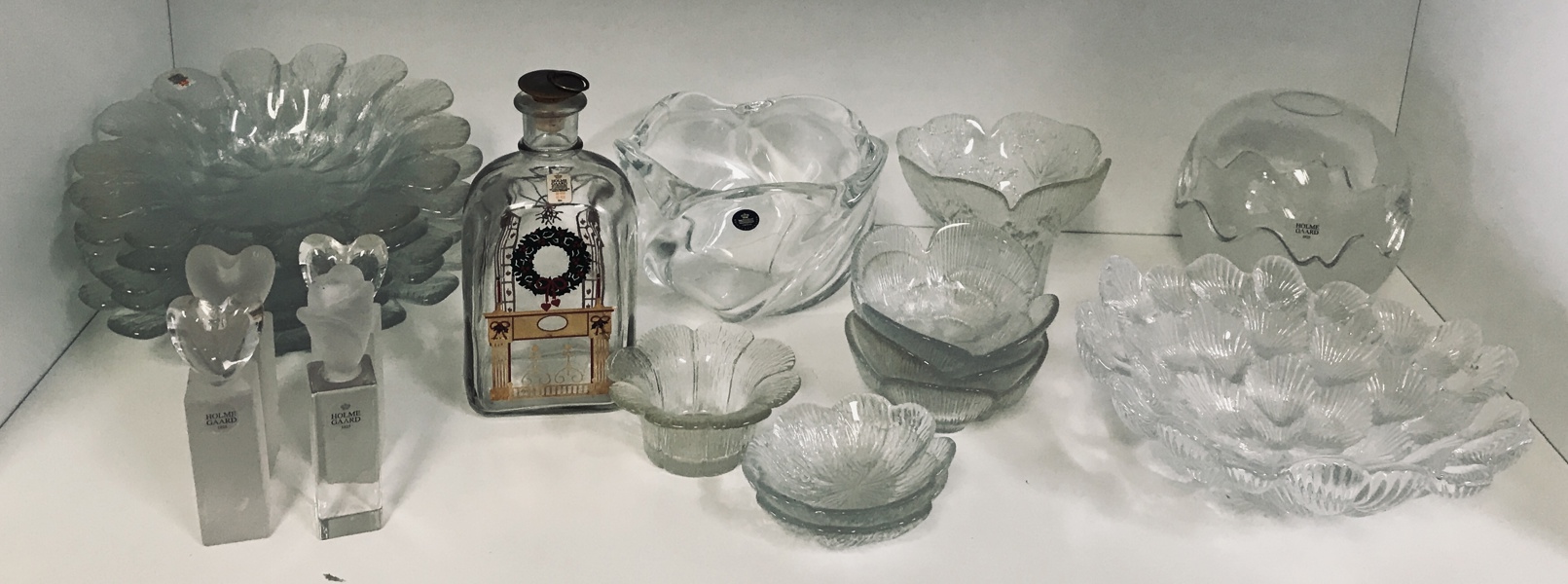 Stort parti Holmegaard og Royal Copenhagen m.m. glasservice og brugskunst, 20 enheder (Lene)