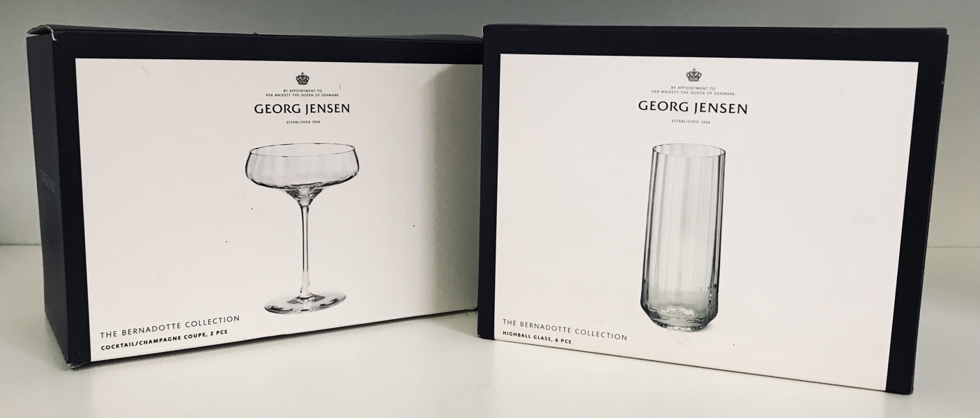 Georg Jensen: 6 Bernadotte Highballglas samt 2 Bernadotte cocktailglas