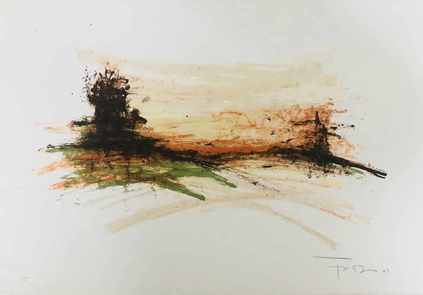 Litografi skabt af Finn Dall (1956):  Nr. 11, Fragment fra markhegn (30X44cm) (DBL)