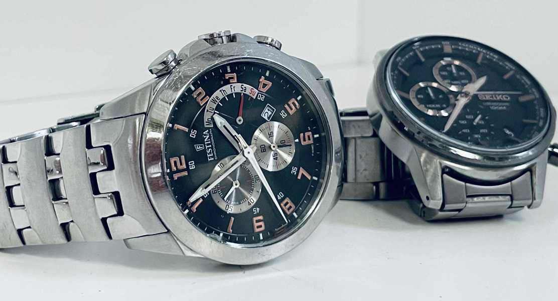 Seiko Date 100m chronograph (914442) samt Festina Day-Date chronograph (F16298) - (R 2025-0281) 