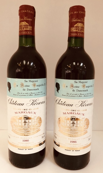 Samling af vin (2 enheder) Château Kirwan, 3. Cru Classé, Margaux Jéroboam årg. 1986. 75cl -(*3)