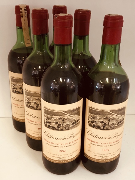 Samling af vin (6 enheder 75cl) Château du Peyrat Premieres Cotes de Bordeaux årg. 1982