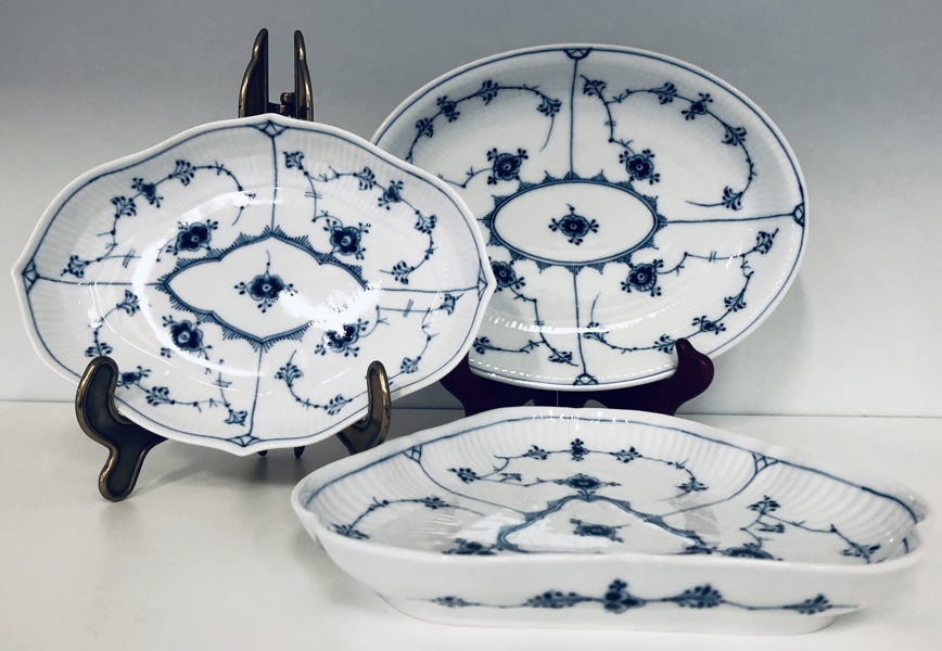 3 Royal Copenhagen Musselmalet Riflet fade (dekorations nr.: 1/24, 1/27, 1/147)