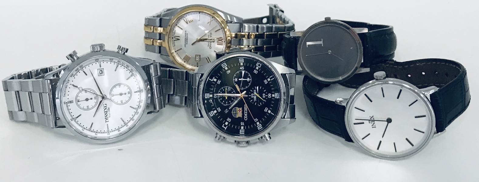Samling af ure (5 enheder) - herunder Philippe Pechard, Dissing, Seiko 'Barcelona' Chronograph, Inex m.v. (B 161, 242, 252, 326/25)