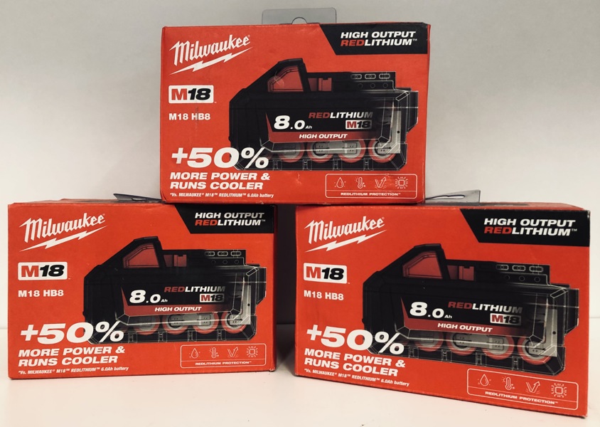 Milwaukee M18 (akku): 3 stk. 8.0 Ah batteri (P 352/24)