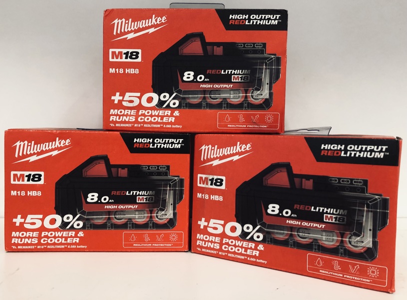 Milwaukee M18 (akku): 3 stk. 8.0 Ah batteri (P 352/24)