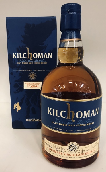 Kilchoman Islay Single Malt Scotch Whiskey: FC Whiskey Denmark No. 3 m. orignal æske
