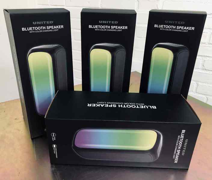 4 United SPK2405 bluetooth 5.2 højtaler m. LED-lyseffekter (35cm)