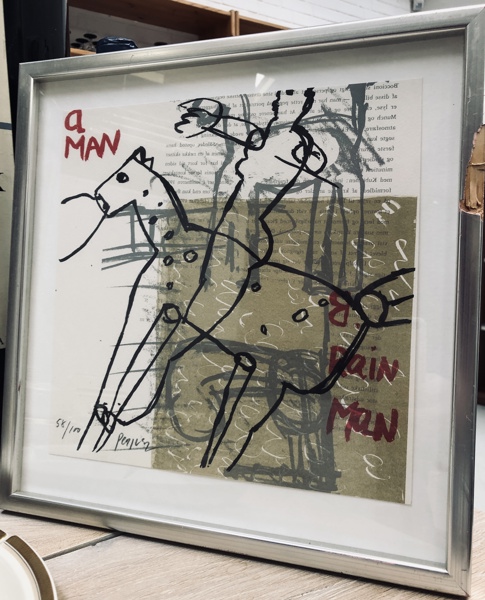 'Mand på hest' original signeret litografi (58/100) af Per Just