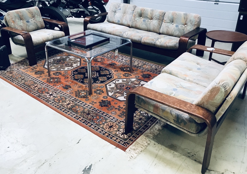 Art Deco sofagruppe bestående af 3-pers sofa, 2-pers sofa samt loungestol