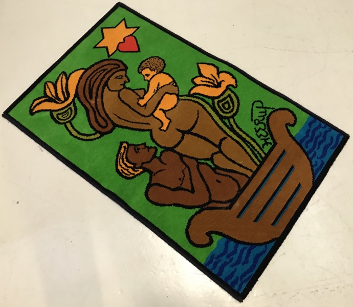 Henry Heerup tæppe af knyttet kamgarnsuld, fremstillet hos SAXO tæpper. 