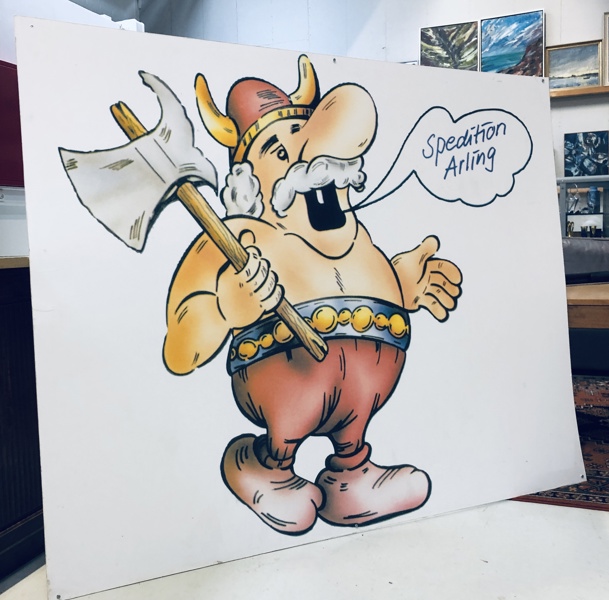 Sjældent og stort reklameskilt fra Arling Transport (150X122cm)