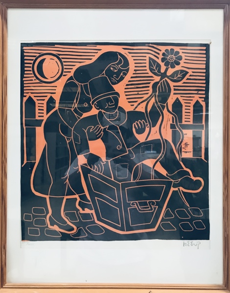 Litografi skabt af Henry Heerup (1907-1993): 'Mand og Kvinde'