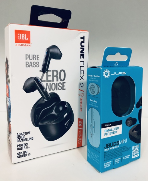JBL Tune Flex 2 ANC In-Ear trådløse hovedtelefoner samt JLab JBuds Mini In-Ear trådløse hovedtelefoner (Å 2025-1548)