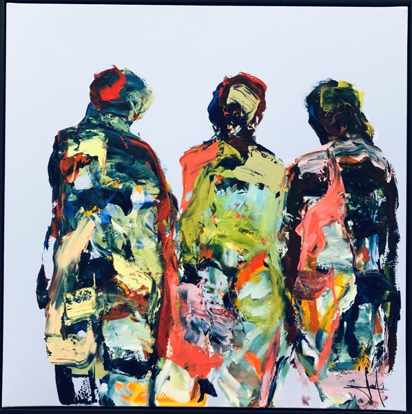 Maleri skabt af Henrik Busk Andersen (f. 1967): abstrakt figurativt portrættering ()