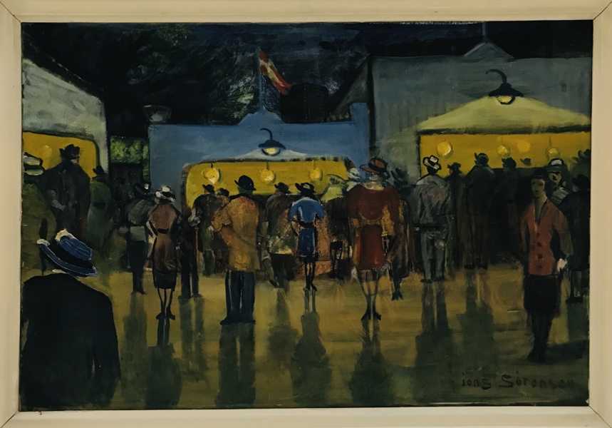 Maleri skabt af Jens Sørensen "Bakkemaleren" (1887-1953): 'Travlhed på Bakken, København'