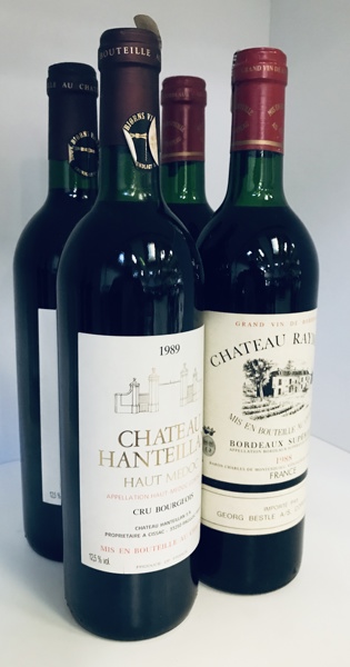2 fl. Chateau Raymond Bordeaux Supérieur 1988 samt 2 fl. Chateau d'Hanteillan 1989 Haut-Medoc