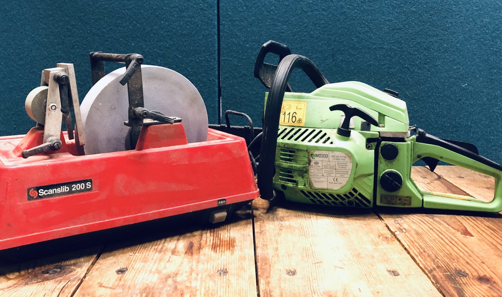 Scantool Scanslib 200S vådsliber samt Gardena 45CC 2-takt kædesav (benzin)