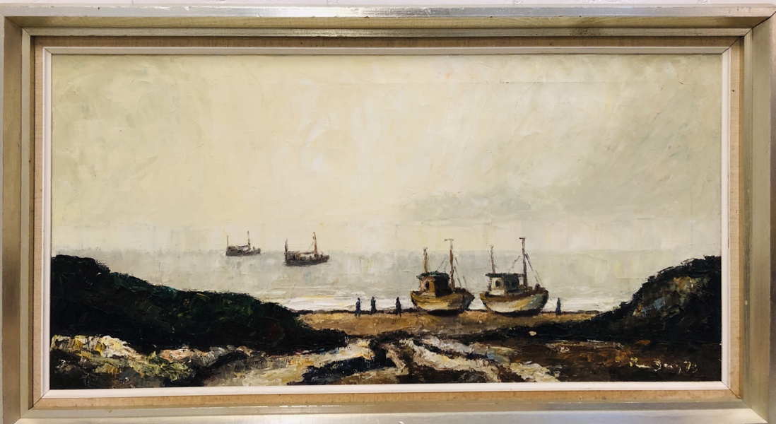 Maleri: 'Opklaring efter Bygevejr' skabt af Paul Berg (f. 1921)