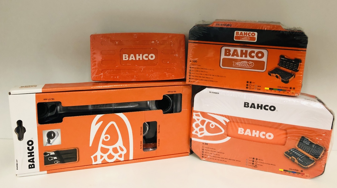 Bahco SL25 topnøglesæt m. 25 dele, 59/S100BC bitssæt m. 100 dele samt 2 stk. 59/S36BCR skralde/bitssæt m. 36 dele (H 124/25)