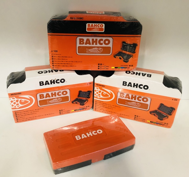 Bahco SL25 topnøglesæt m. 25 dele, 59/S100BC bitssæt m. 100 dele samt 2 stk. 59/S54BC bitssæt m. 54 dele (H 124/25)