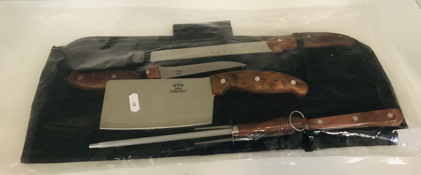 Royal Swiss grill/stegeknive sæt (9 enheder) m. stegegaffel, strygestål og bæretaske i original ubrudt emballage 