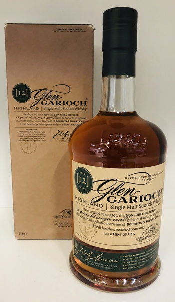 Glen Garioch 12 Years Old Highland Single Malt Whiskey (NB: 1. ltr.) m. tilhørende æske 