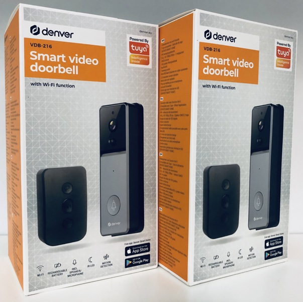 2 Denver Wi-Fi Smart Video-dørklokke. (P 403/24)