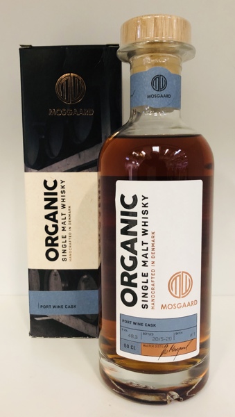 Mosgaard Organic Single Malt Port Wine Cask Whisky m. tilhørende æske