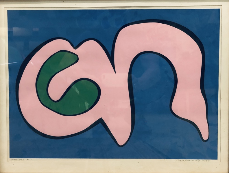 Aage Schmidt (1931-2020): koloreret litografi (E.T.) monteret i ramme m. passepartout