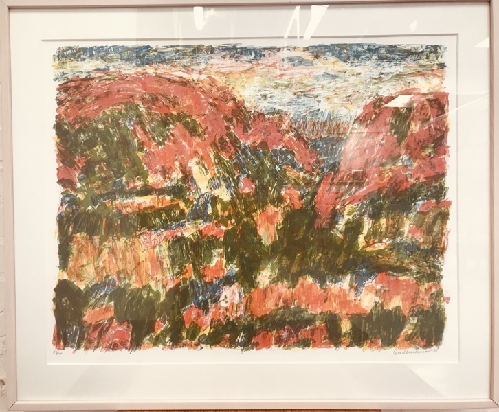 Kai Lindemann (1931-2007): koloreret litografi monteret i ramme m. passepartout