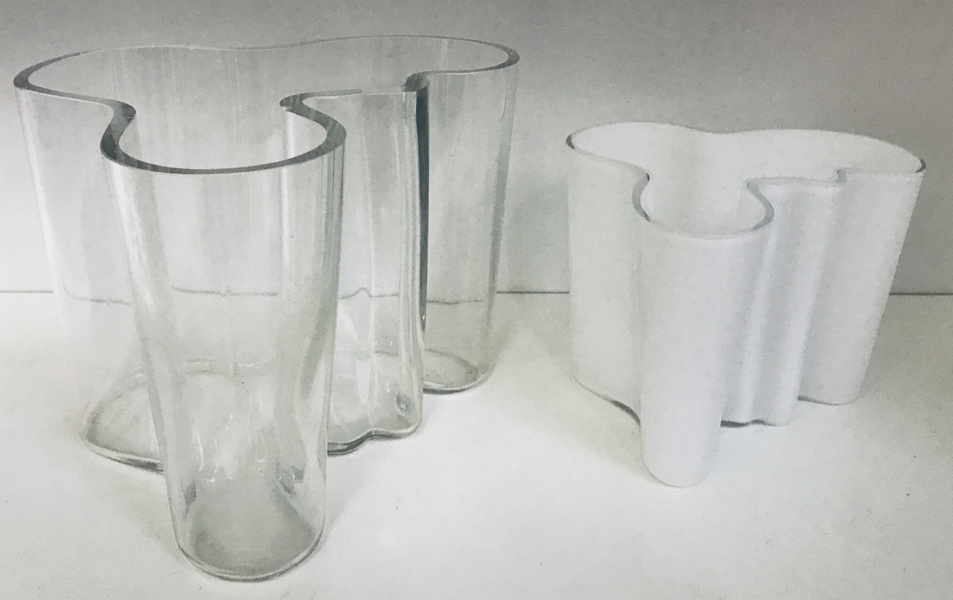 2 Alvar Aalto vaser fremstillet ved Iittala (16/12cm)