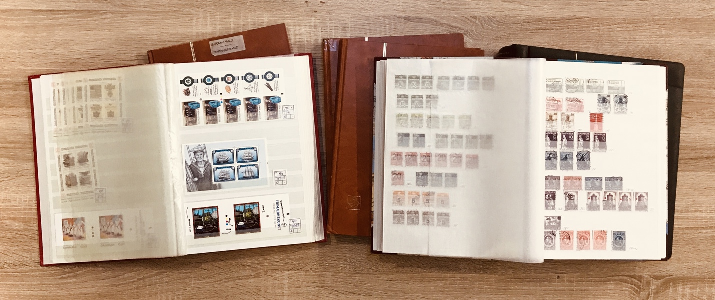 Frimærker: 6 mapper m. Danmark og Island (bl.a. en del nyere mærker)