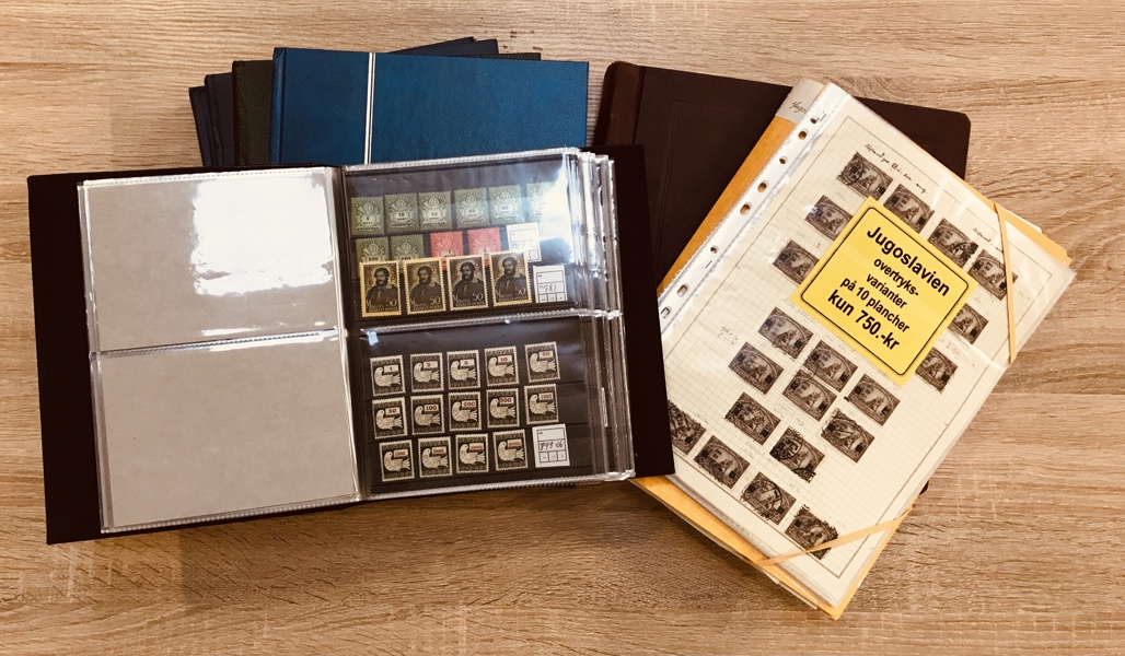 Frimærker: 8 mapper + overtryksvarianter fra Rumænien, Jugoslavien, Ungarn (fin mappe), Bulgarien (fin bog), Grækenland samt Østeuropa