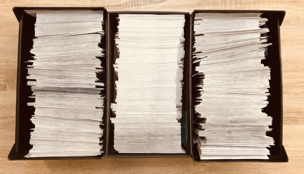 Frimærker: kartotek i kuverter (Danmark) i 3 æsker - Afa 24-1799