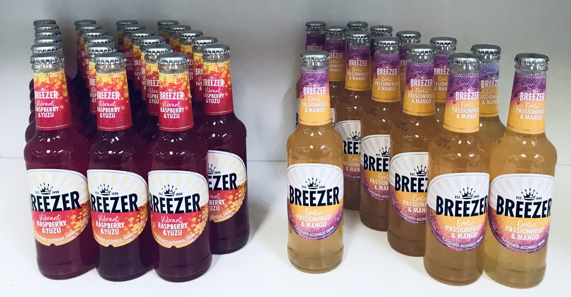 +M: Parti Bacardi Breezer RTD/alkopops (36 enheder) - herunder Vibrant Raspberry samt Yuzu samt Exotic Passion&Mango