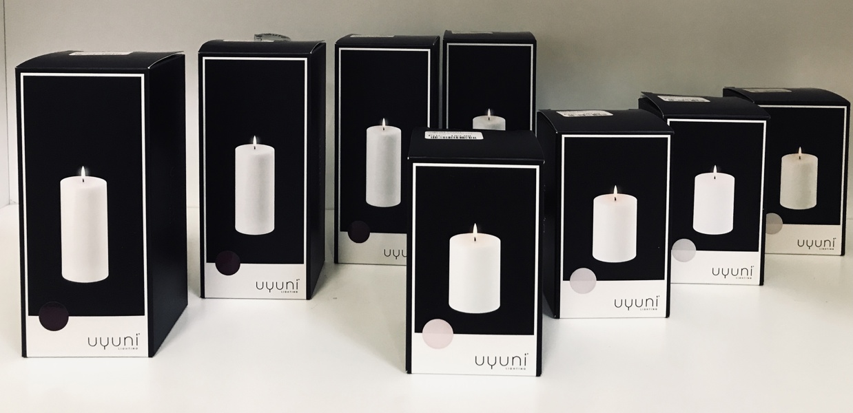 +M: 4 Uyuni LED rustik bloklys (15,2cm) samt 4 Uyuni LED rustik bloklys (10,1cm)