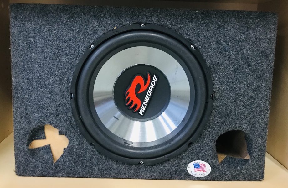 Renegade RXV1200 Passiv Subwoofer, monteret i kasse 