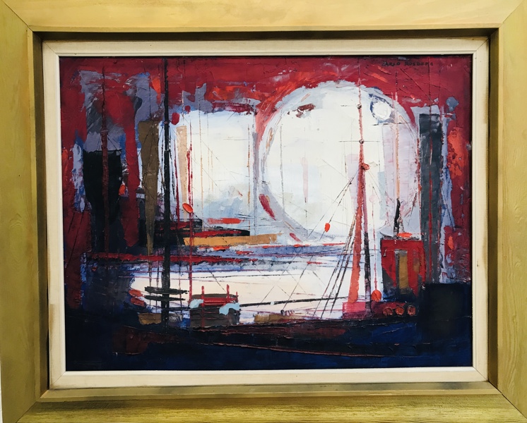 Maleri: 'Maritime Exterieur' skabt af Carlo Rosberg (1902-1994)