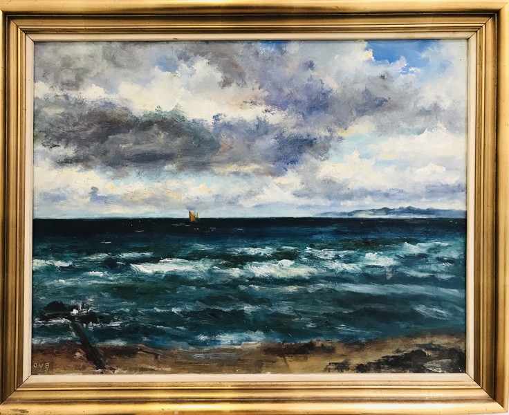 Maleri: 'Brændning' skabt af Orla Valdemar Borch (1891-1969)