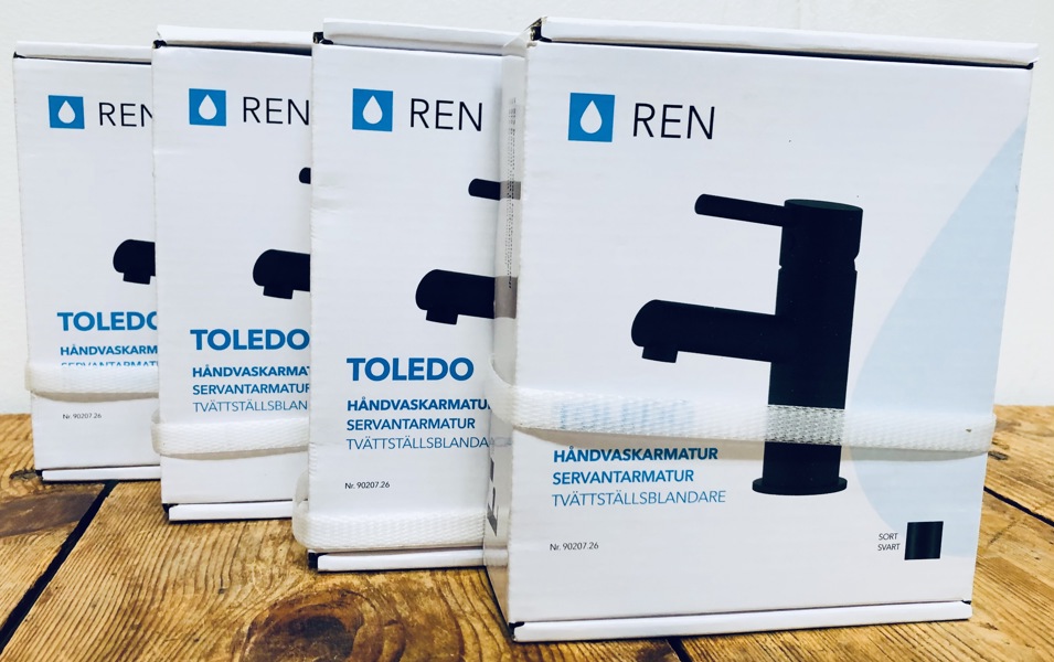 4 Ren Toledo håndvaskarmaturer (matsort) - (P  400/24)