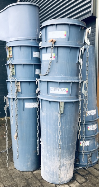 +M: 20 Geda byggeskaktrør (110cm) samt Geda indfyldningstragt